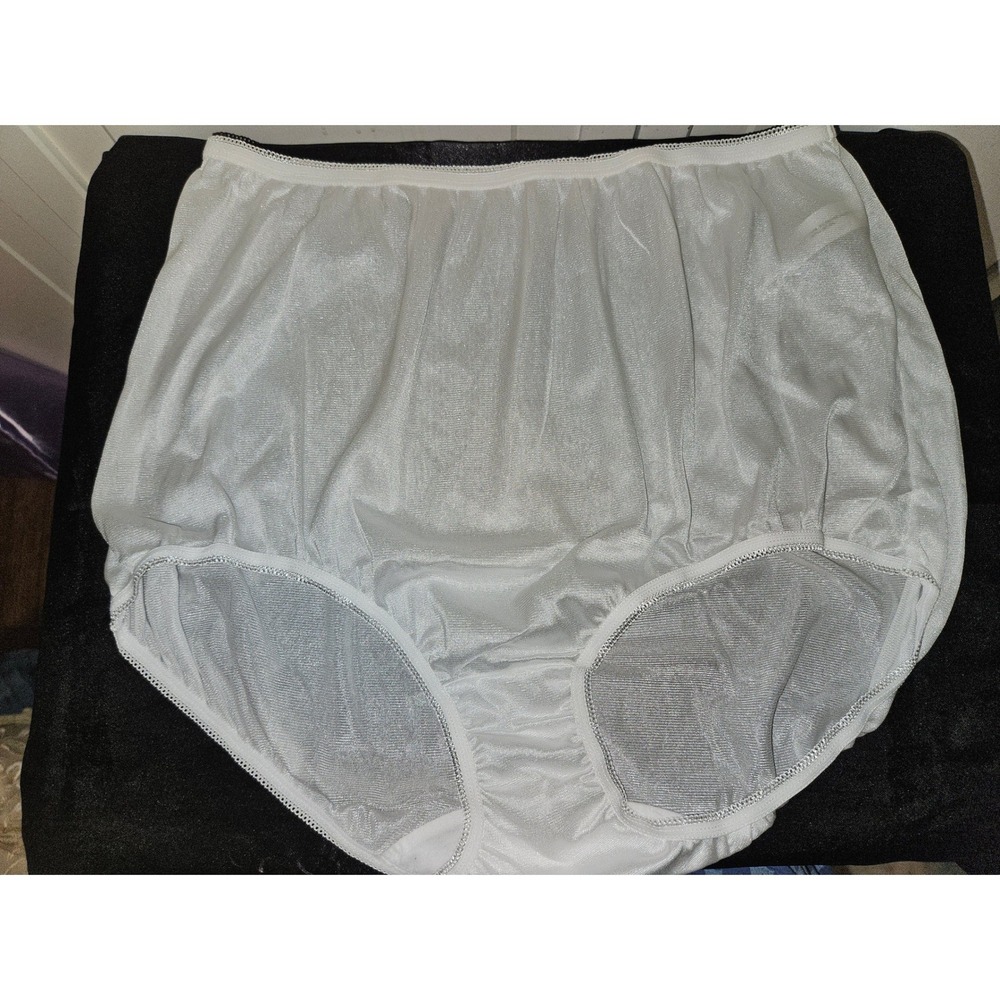 Underscore White Nylon High Waist Brief Panties Size 8 Full Coverage Shimmer